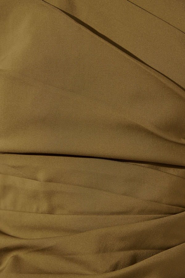 LANI ASYMMETRICAL DRAPED MINI DRESS - ARMY GREEN_SW