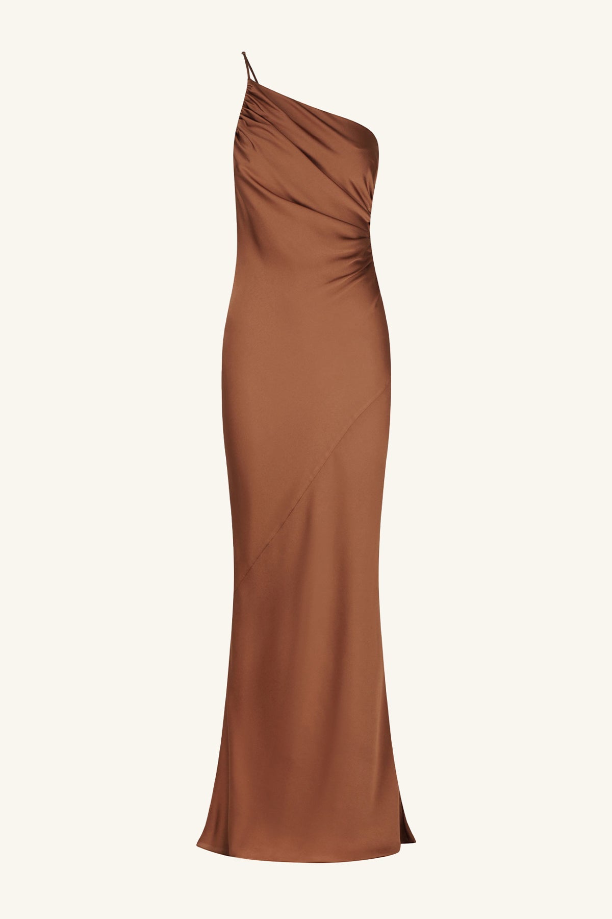 Luxe Asymmetrical Gathered Maxi Dress | Mocha | Dresses | Shona