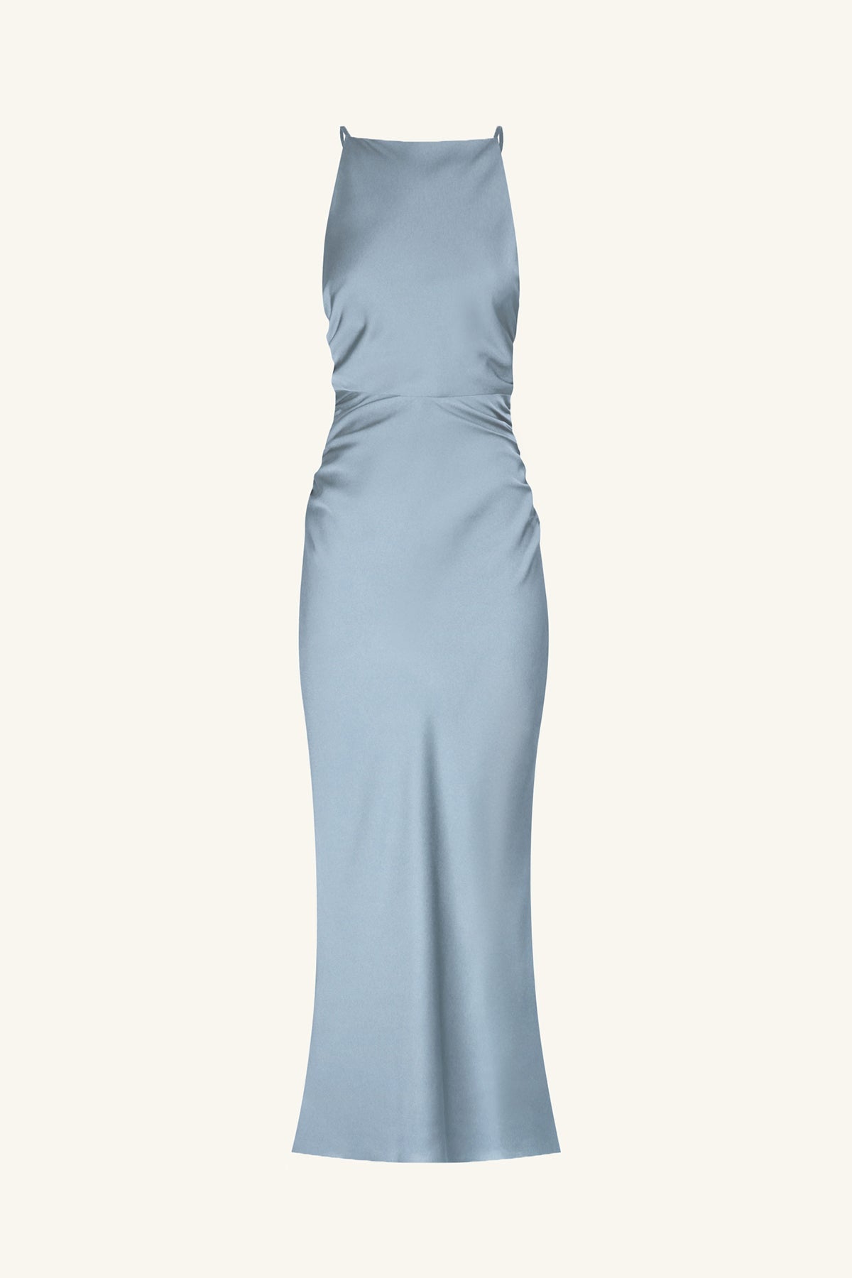 Luxe Gathered Halter Midi Dress, Azure, Dresses