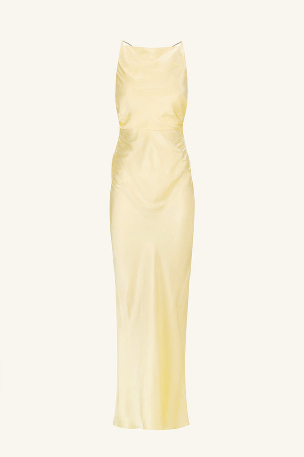LA LUNE HIGH NECK RUCHED MAXI DRESS - LEMON
_G