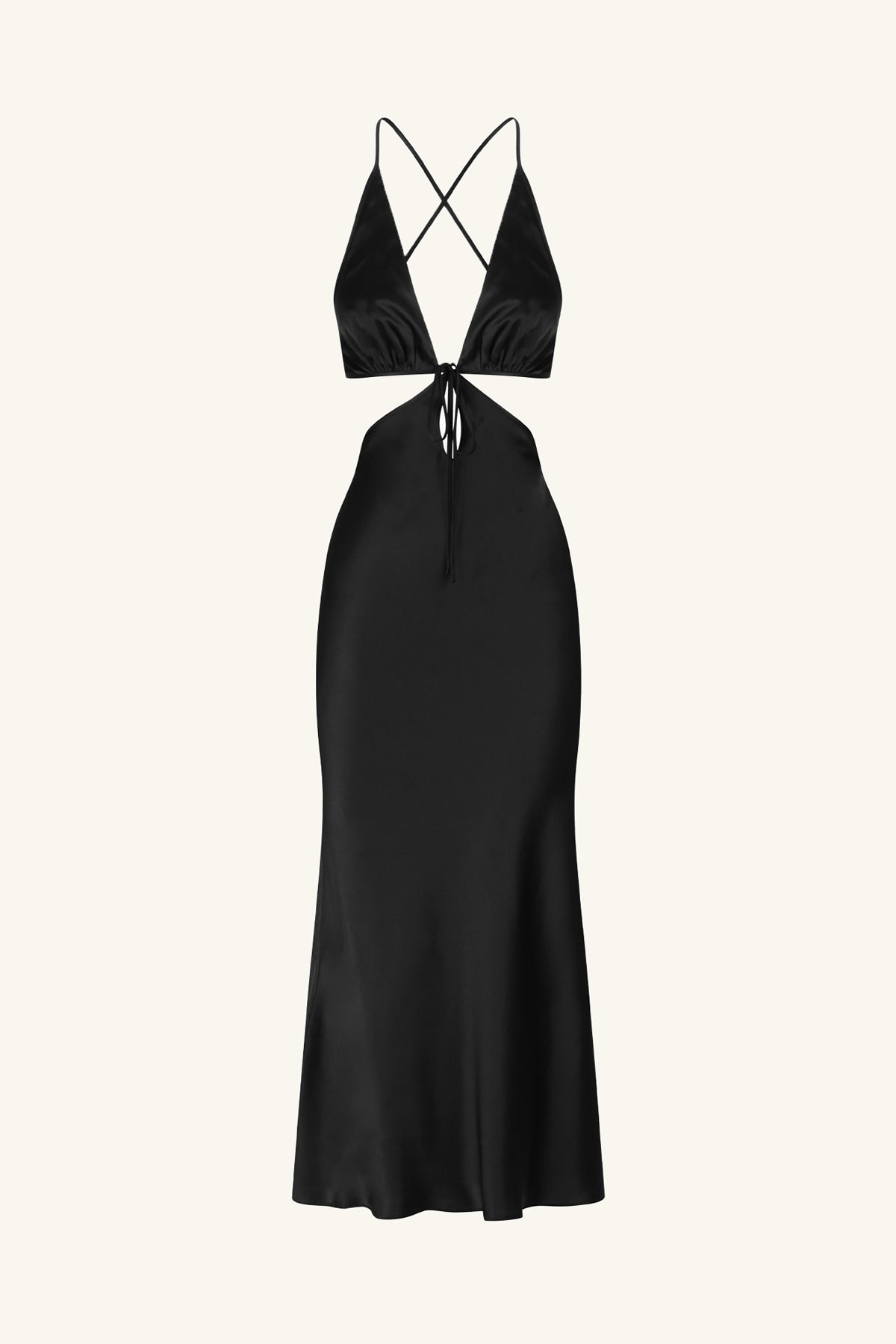 Express, Lace Tie Back Side Cutout Midi Dress in Pitch Black