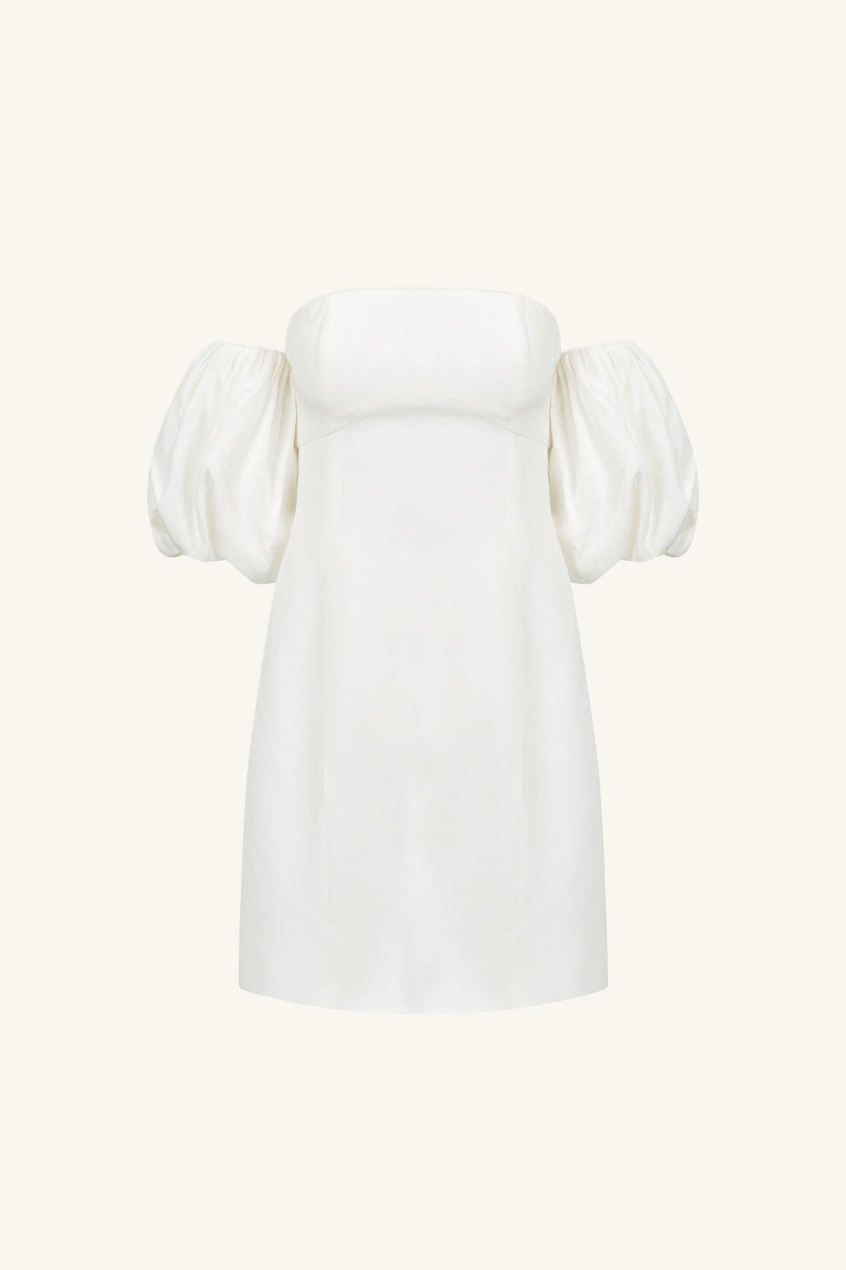 La Lune Otto Puff Sleeve Contour Mini Dress | Ivory | Dresses