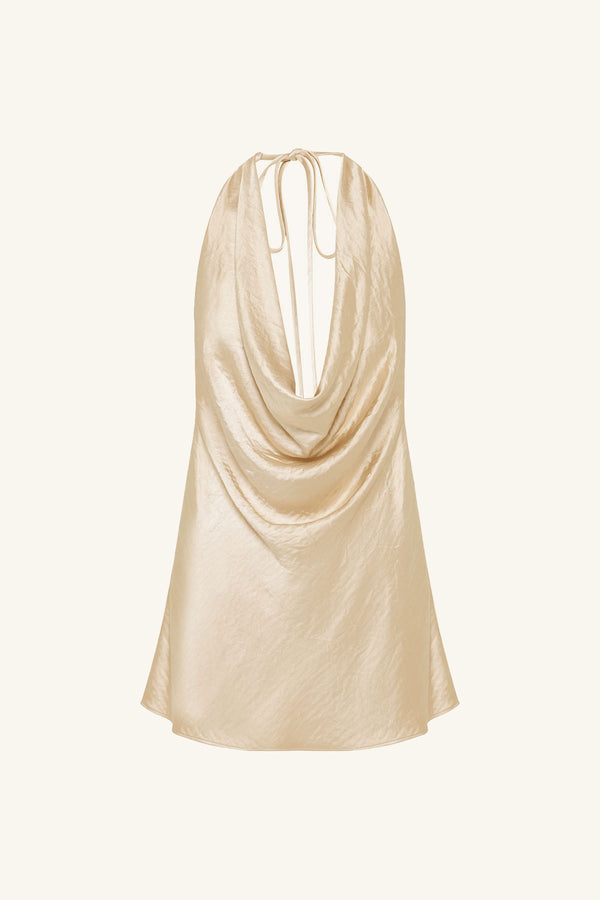 ANDIE LOW COWL MINI DRESS - CHAMPAGNE_G