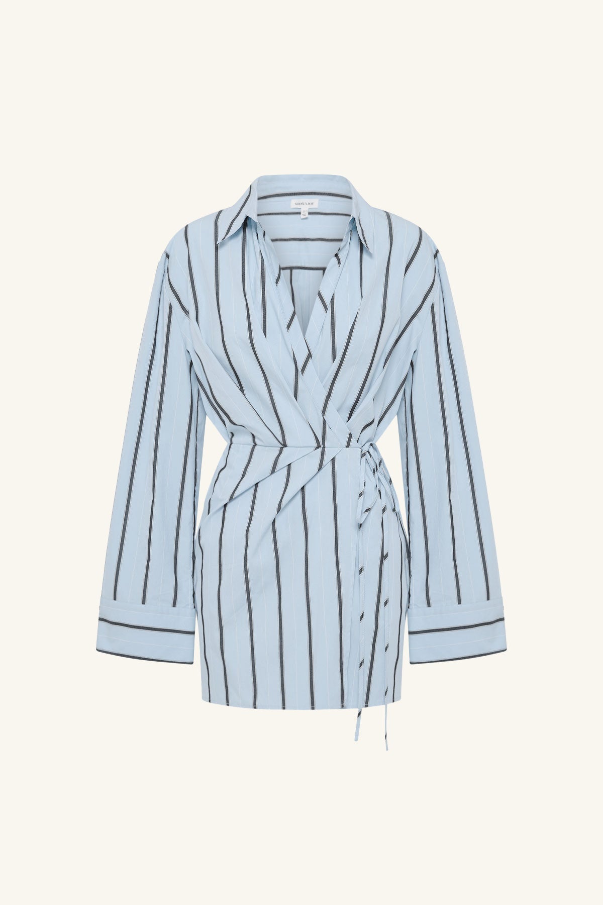 Saxon Draped Shirt Mini Dress | Bather Stripe | Dresses | Shona