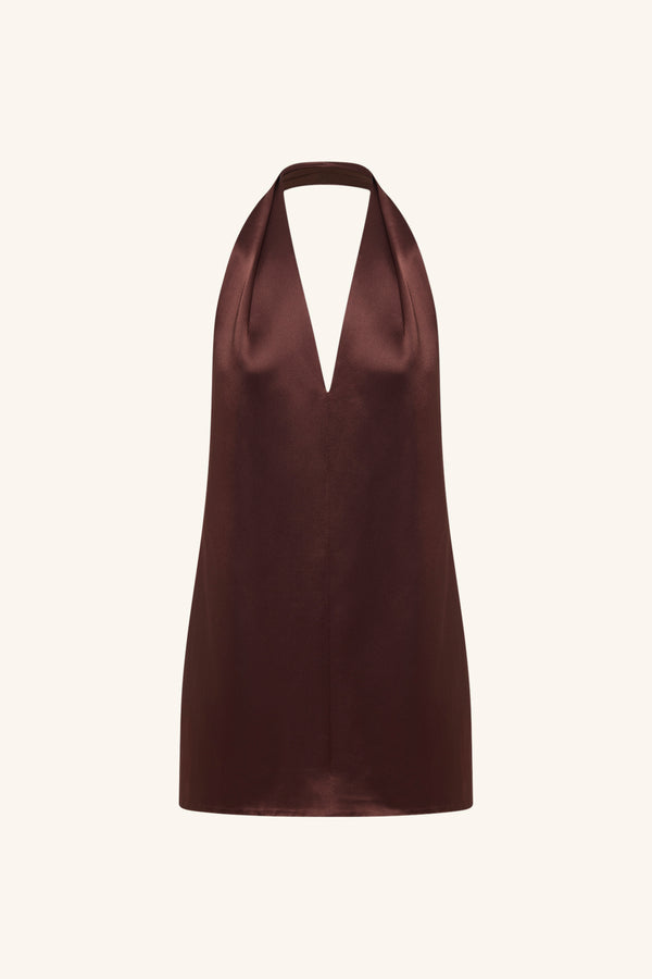 Shona Joy Savanna Halter Neck Mini Dress in Brown