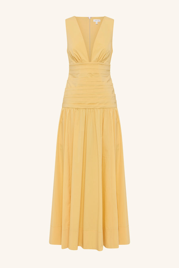 campbell maxi dress Shona Joy - Campbell Ruffle Draped Maxi Dress - Goji