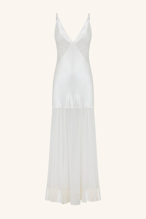MORAYA PLUNGED MAXI DRESS - IVORY_G