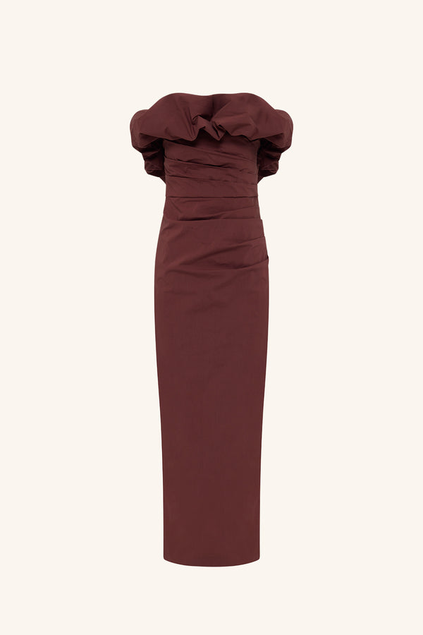 CAMPBELL STRAPLESS BUBBLE MAXI DRESS - ESPRESSO_G