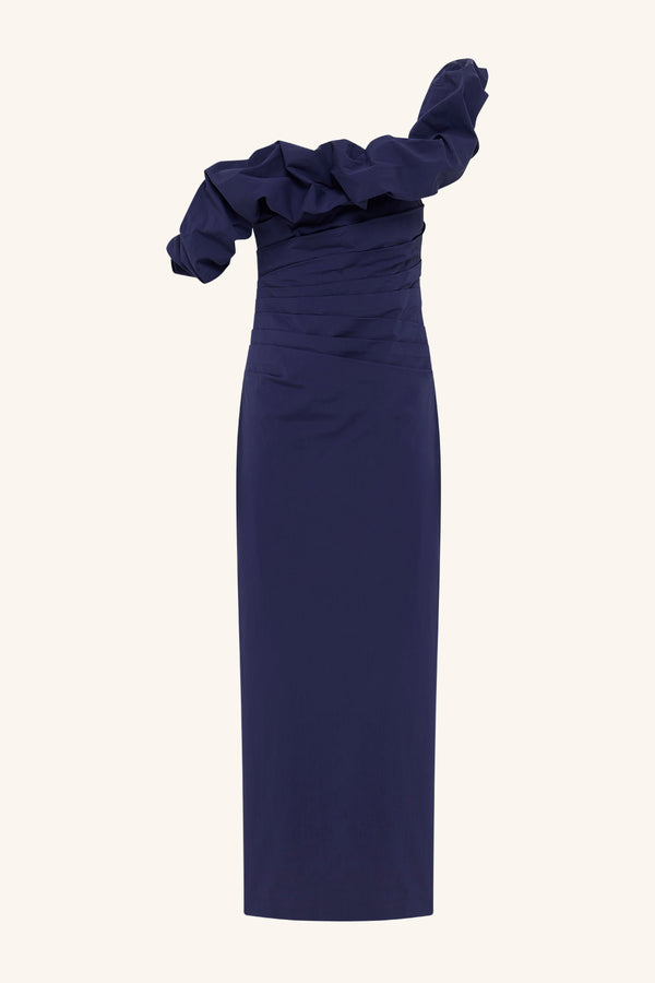 Campbell Ruffle Draped Maxi Dress | Midnight | Dresses