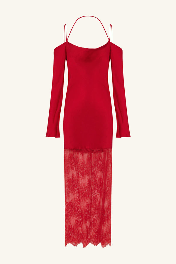 Shona Joy - Labyrinth Lace Off Shoulder Maxi Dress - Cherry Shona Joy - Labyrinth Lace Off Shoulder Maxi Dress - Cherry