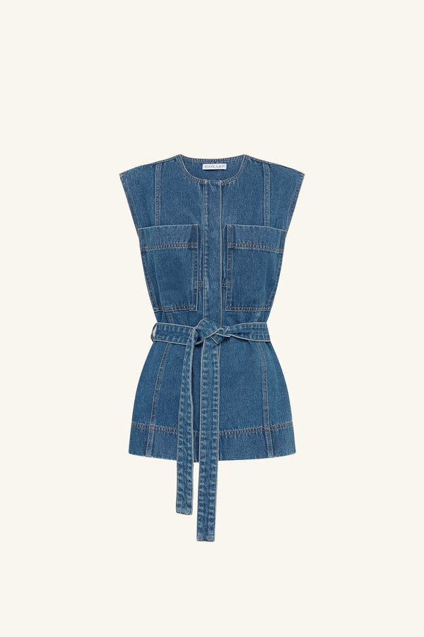 RAQUEL TIE TOP - VINTAGE BLUE_G