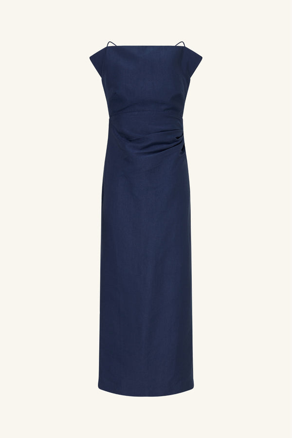 Otis Draped High Neck Midi Dress Midnight Dresses Shona Joy