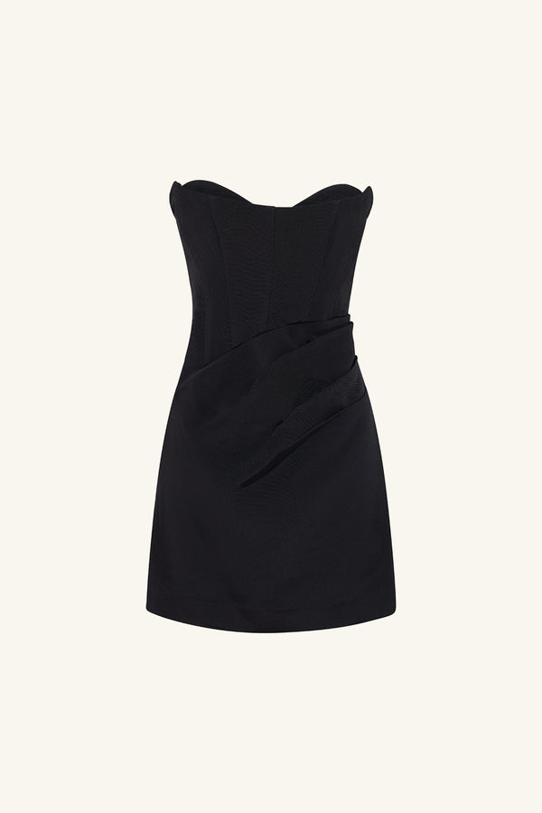 OAKLEY STRAPLESS DRAPED MINI DRESS - BLACK_G