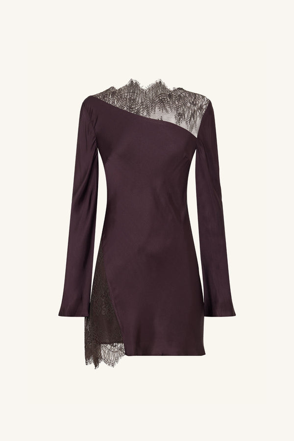 Shona Joy - Allegra Lace Panelled Micro Mini Dress - Espresso Shona Joy - Allegra Lace Panelled Micro Mini Dress - Espresso
