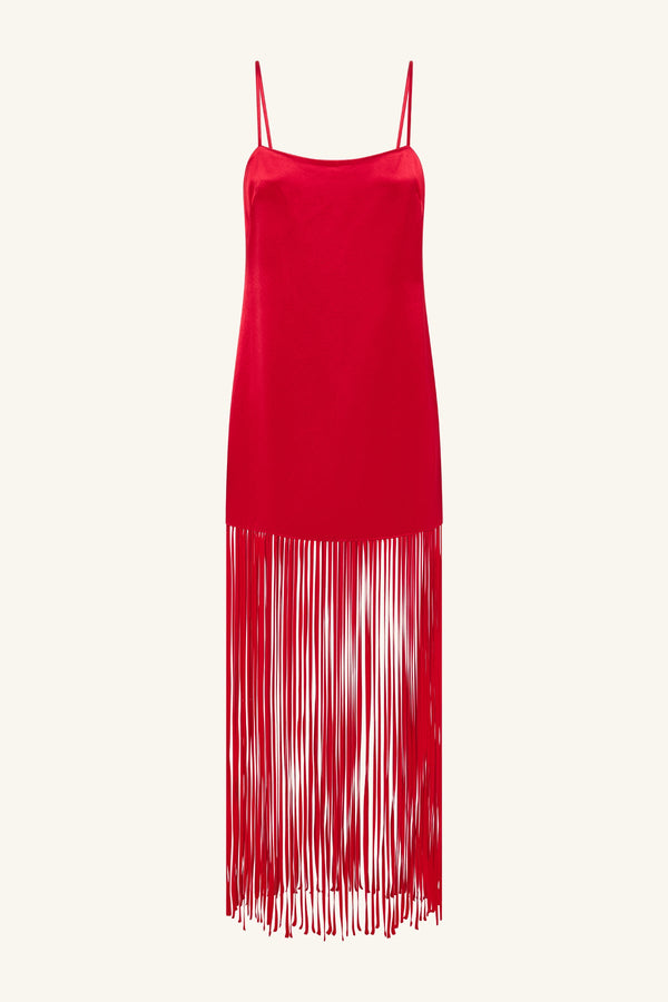 MORAYA SQUARE NECK FRINGE MAXI DRESS - CHILLI_G
