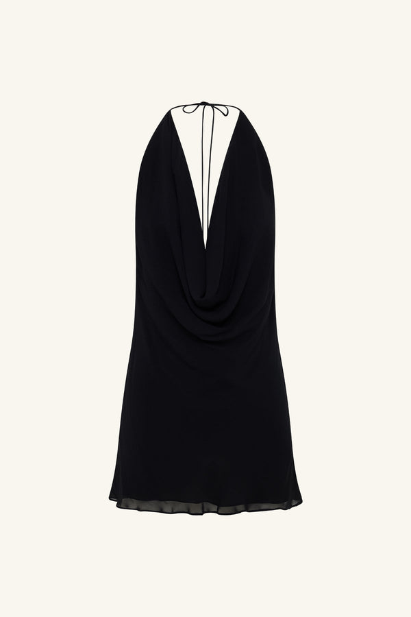 EDIE LOW COWL MINI DRESS - BLACK_G