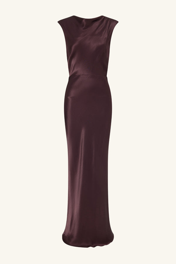 LA LUNE COWL BACK MAXI DRESS - ESPRESSO_G