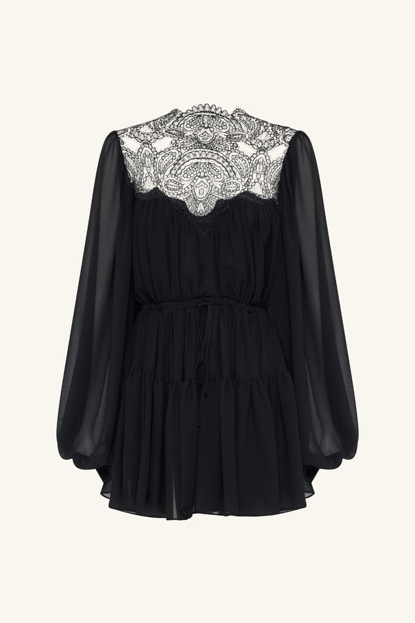 shona joy black mini dress Shona Joy - Emory Long Sleeve Mini Dress - Black