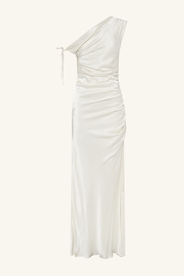 LA LUNE GATHERED MAXI DRESS - WHITE_G