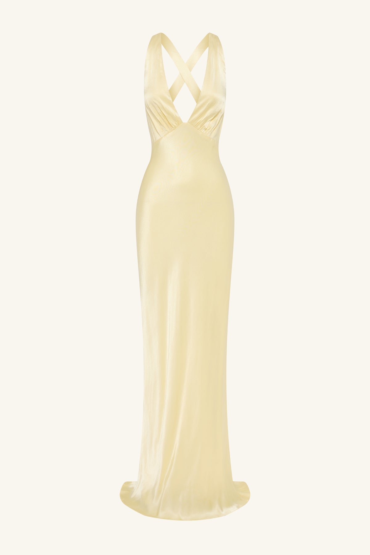 La Lune Plunged Cross Back Maxi Dress | Lemon | Dresses | Shona