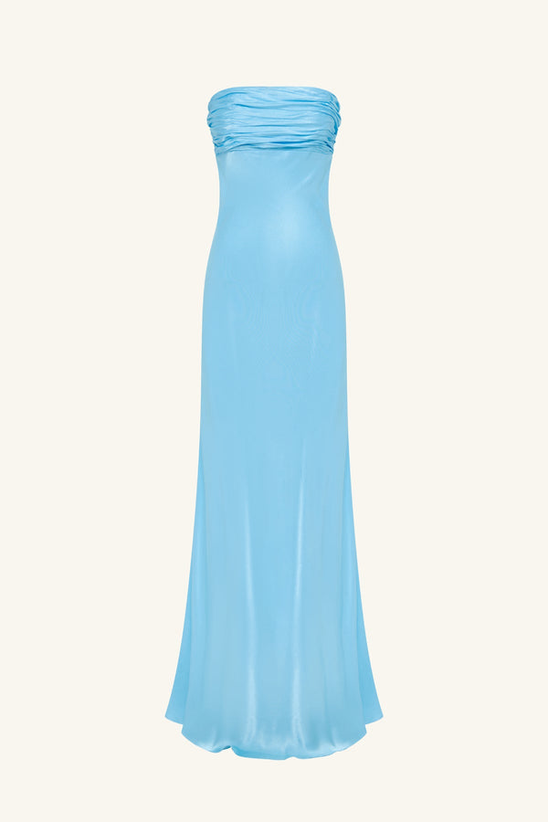 LA LUNE STRAPLESS RUCHED BODICE MAXI DRESS - ICEBERG BLUE_G