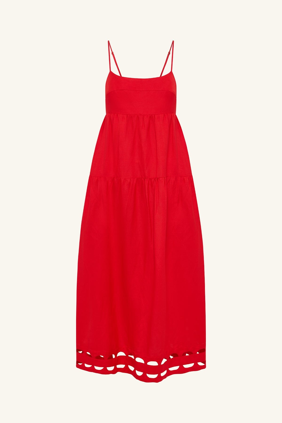 Birdie Scallop Tiered Midi Dress | Red Rose | Dresses | Shona Joy