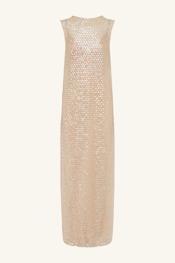 EVERLY HIGH NECK SLEEVELESS MAXI DRESS - MACADAMIA_G