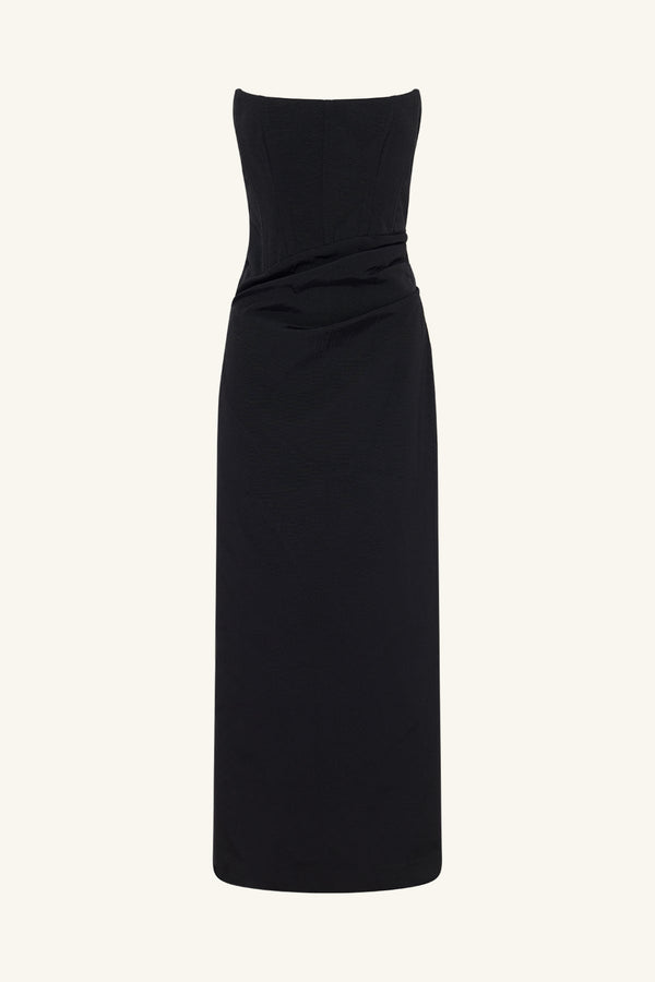 OAKLEY STRAPLESS CORSET MAXI DRESS - BLACK_G