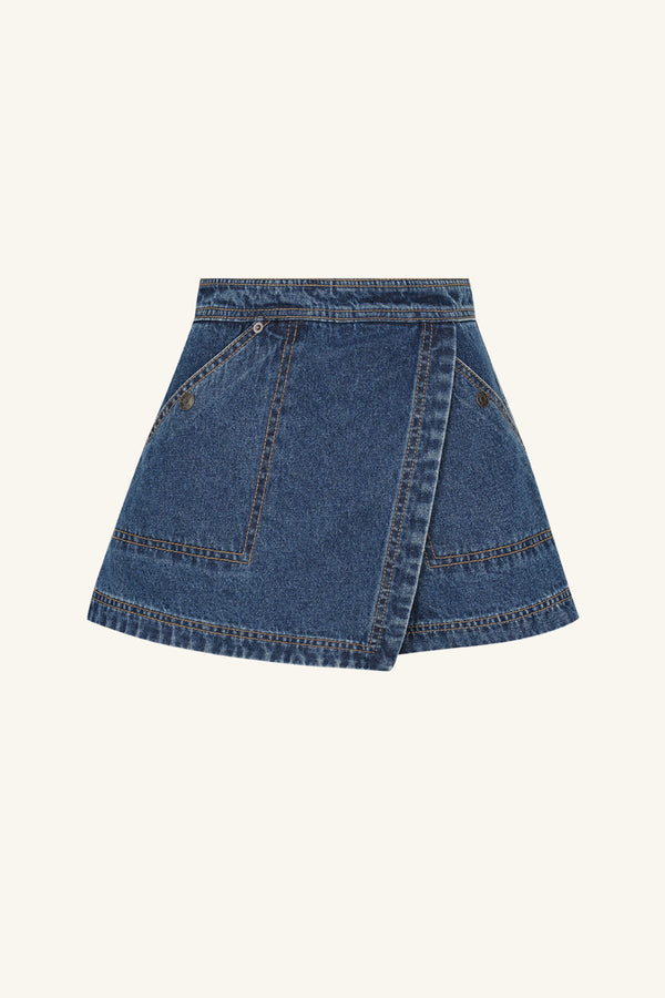 RITA WRAP DETAIL SKORT - LIGHT INDIGO_G