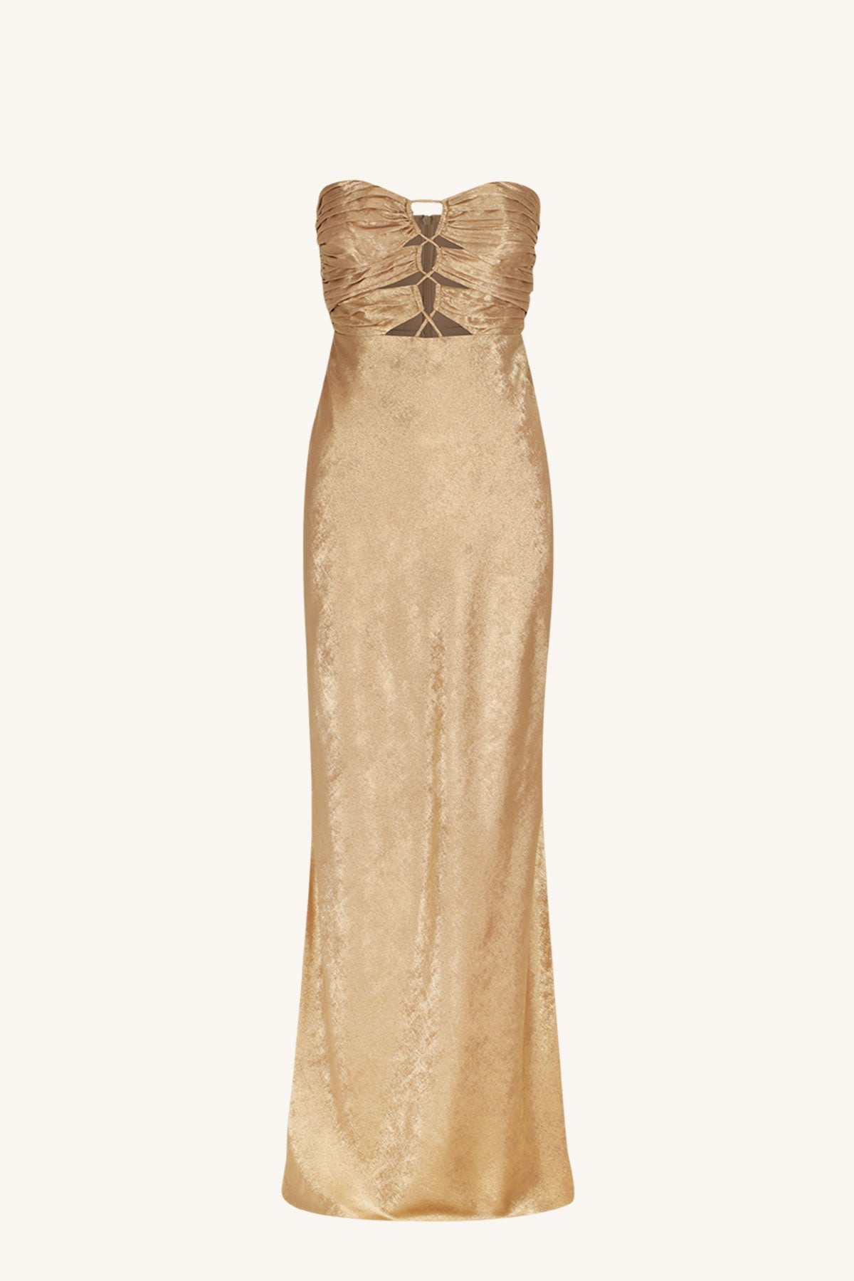 Royale Strapless Lace Up Maxi Dress | Gold | Dresses | Shona Joy