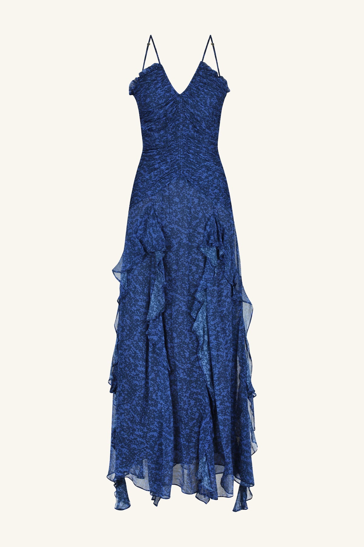 Saldanha Ruched Frill Maxi Dress | Strong Blue/Deep Blue | Dresses | Shona  Joy