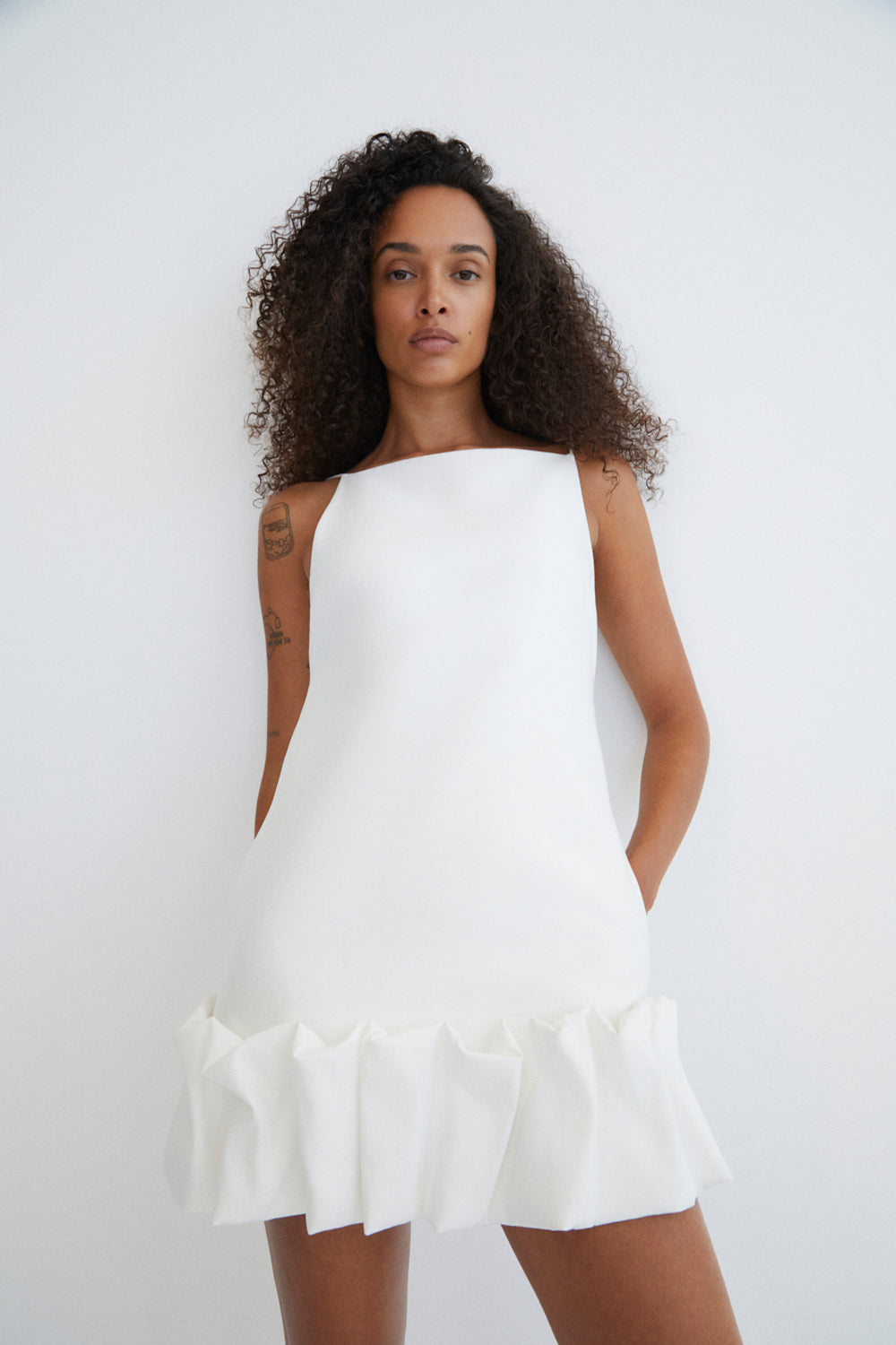 Otis Bubble Hem Mini Dress | Ivory | Dresses | Shona Joy – Shona