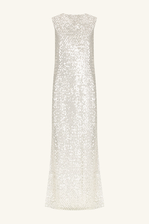 shona joy silver dress Shona Joy - La Lune Asymmetrical Long Sleeve Mini Dress