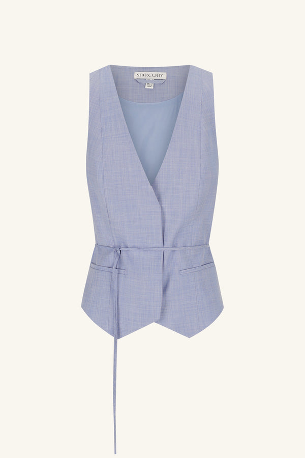 ASHER BELTED VEST - CHAMBRAY BLUE_G