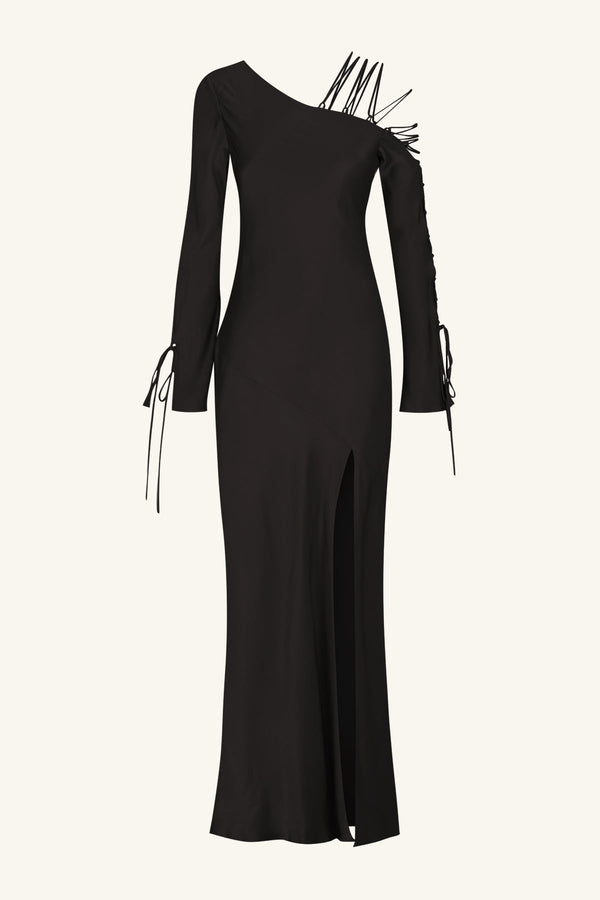 NORA LACE DETAIL MAXI DRESS - BLACK_G