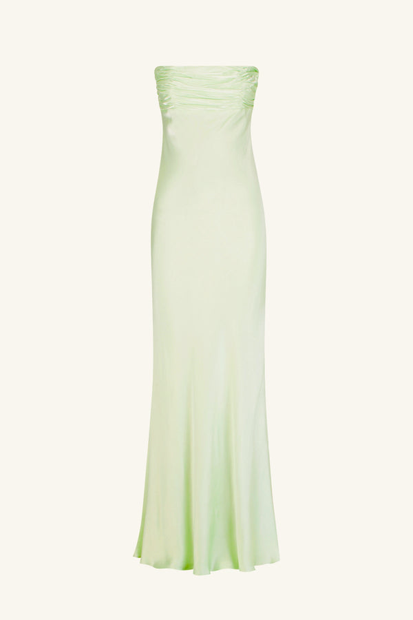 LA LUNE STRAPLESS RUCHED BODICE MAXI DRESS - KEY LIME_G