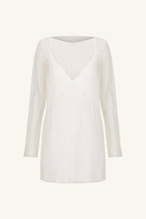 Iridescent Long Sleeve Mini Dress | Ivory | Dresses | Shona Joy Shona Joy US Iridescent Long Sleeve Mini Dress | Ivory | Dresses | Shona Joy Shona Joy US