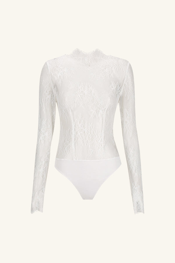 Lambent Lace Long Sleeve Bodysuit Ivory Tops Shona Joy