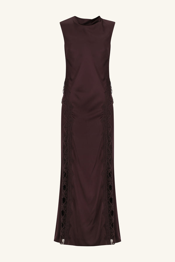 ALLEGRA LACE PANELLED MAXI DRESS - ESPRESSO_G