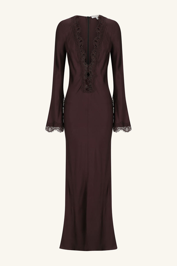 Shona Joy - Allegra Lace Plunged Maxi Dress - Espresso Shona Joy - Allegra Lace Plunged Maxi Dress - Espresso