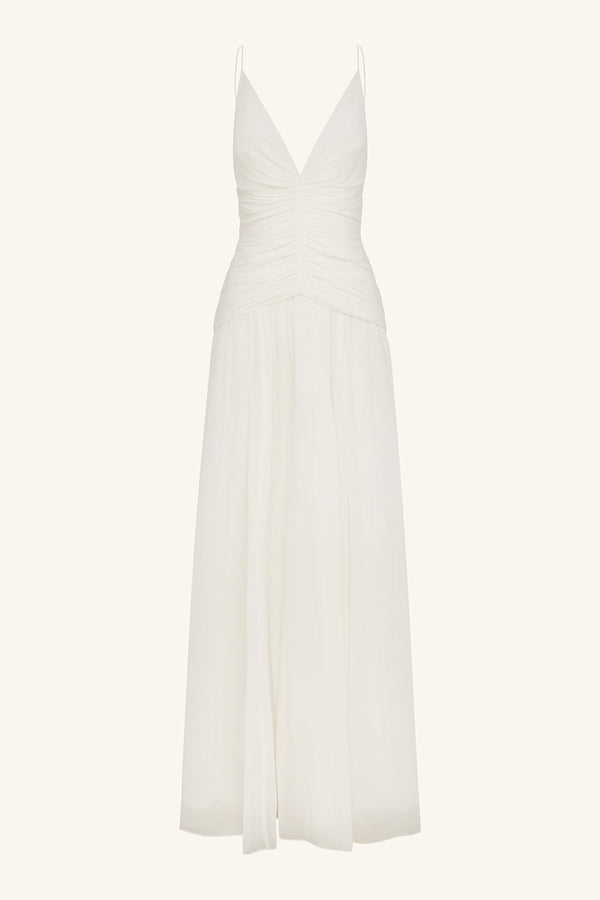 JUNO GATHERED BODICE MAXI DRESS - IVORY_G