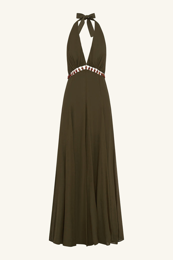 JUNO PLUNGED CUT OUT MAXI DRESS - JUNGLE_G