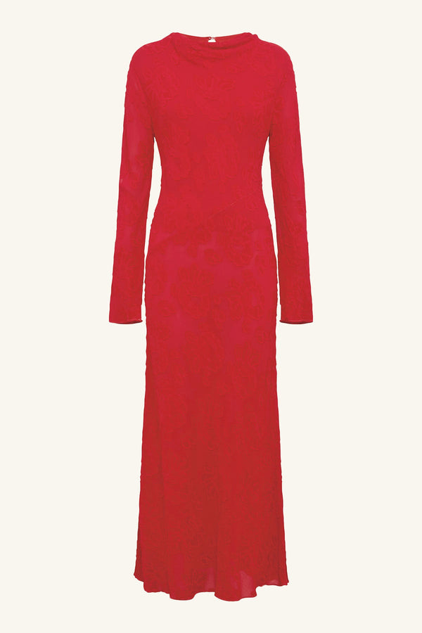 BOWERY LONG SLEEVE MAXI DRESS - CHERRY_G