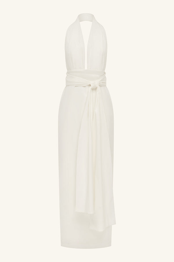 CAMPBELL HALTER PLUNGED MAXI DRESS - IVORY_G