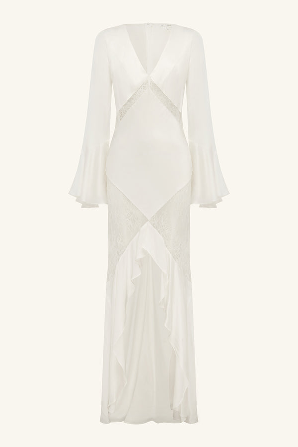 LABYRINTH SPLIT LACE MAXI DRESS - IVORY_G