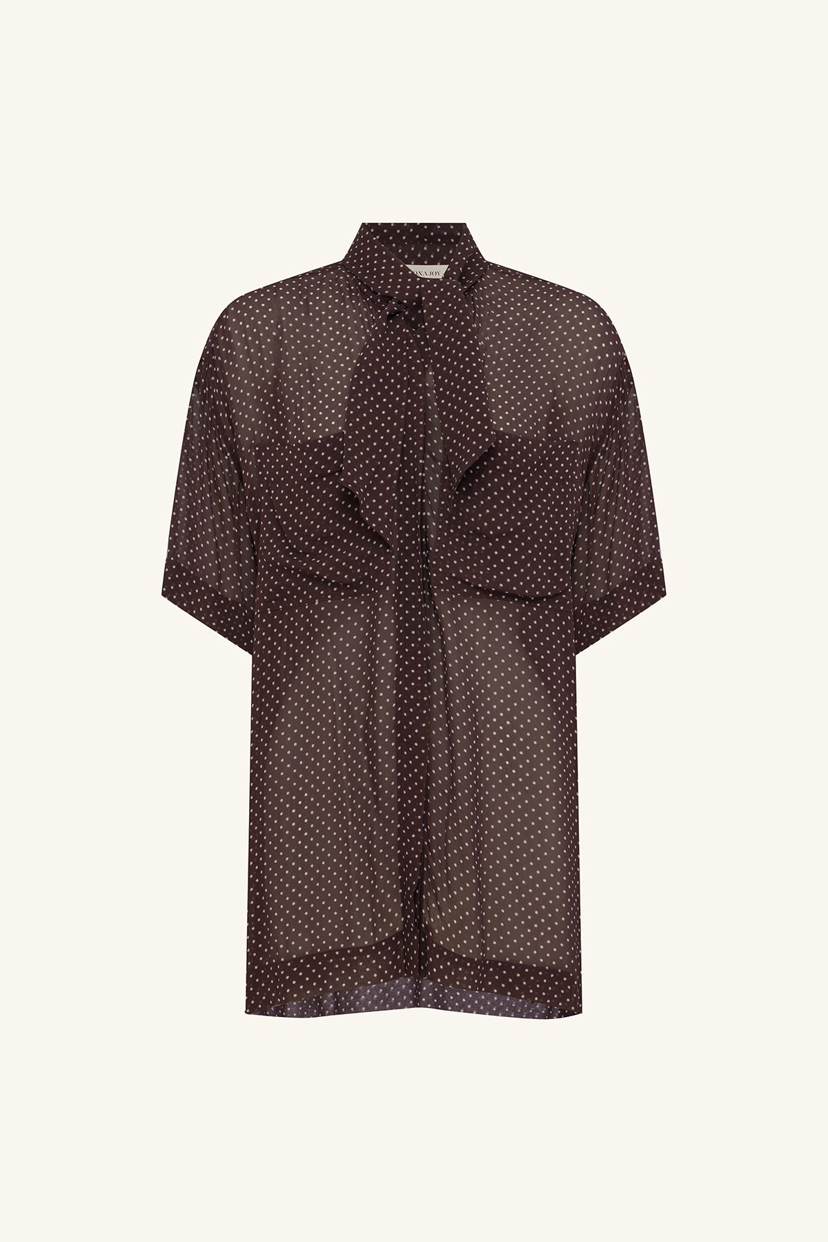 Maddox Short Sleeve Neck Tie Shirt | Ristretto/Sky | Tops | Shona