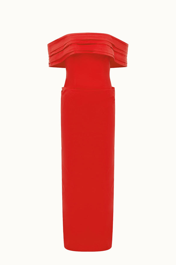 CAMPBELL OFF SHOULDER FITTED MAXI DRESS - GOJI_G