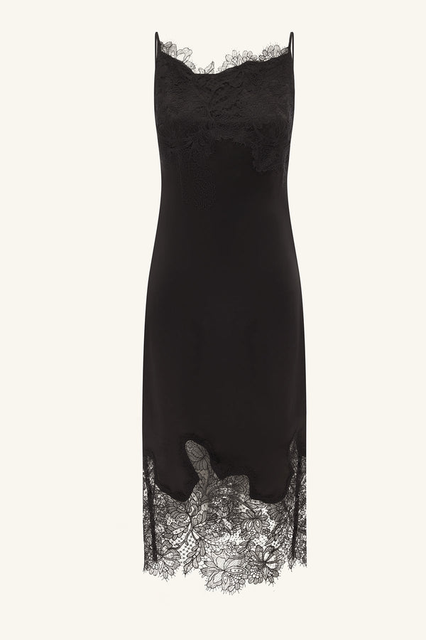 LUCIA LACE SLIP MIDI DRESS - BLACK_G