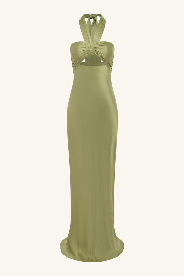 cross over halter neck dress Cross Over Halter Neck Midi Dress, White – Jolie Moi Retail main image 1