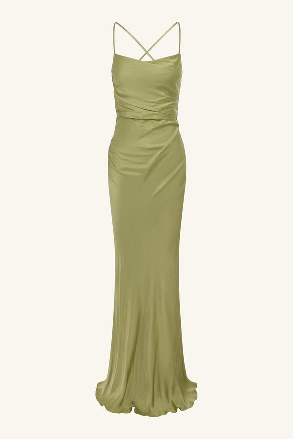 Shona Joy La Lune Lace Back Maxi Dress in Sage - size Aus 8/US 4